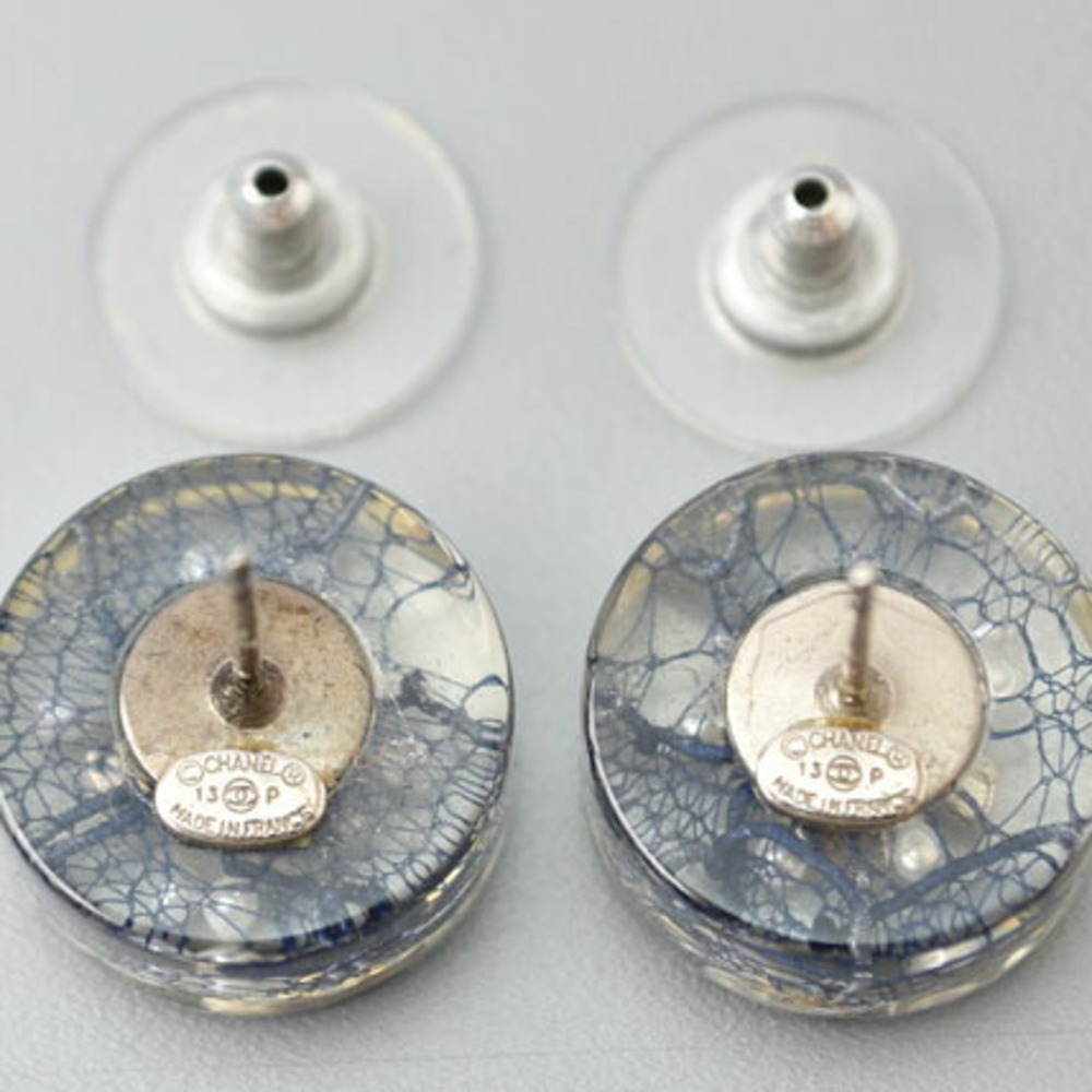 CHANEL Authentic Blue Pearl Logo Earrings - Picture 7 of 8